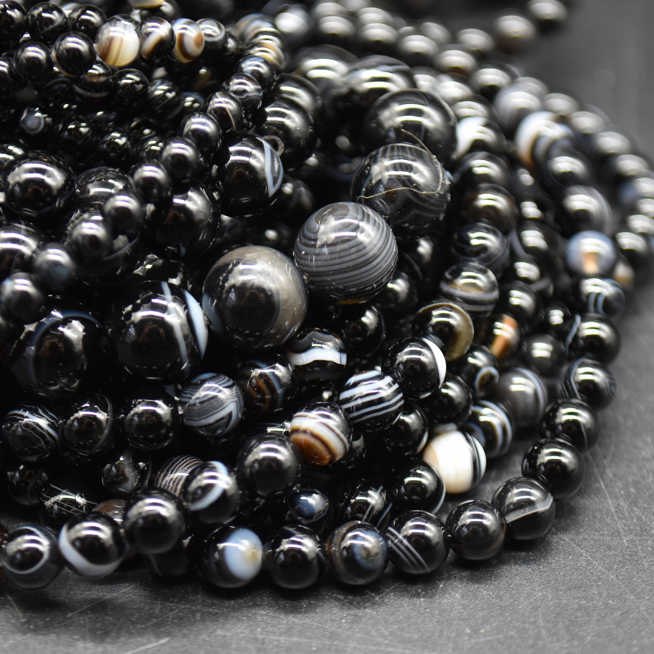 Black Banded Agate Mala - Image 3