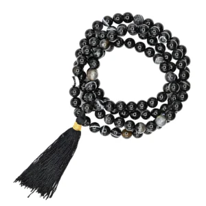 Black Banded Agate Mala