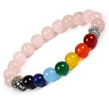 Rose quartz with 7 chakra Bracelet