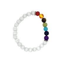 Selenite with 7 chakra Bracelet