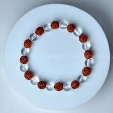 Rock Crystal with 5 Face Rudraksha Bracelet