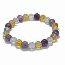 Amethyst Rock Crystal And Citrine Bracelet